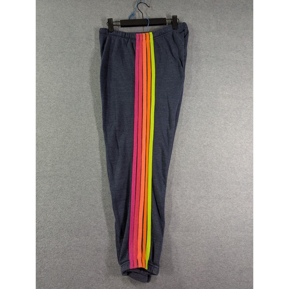 Aviator Nation Sweatpants Men's Medium Navy Rainbow Stripe Jogger Made In USA